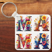 Bloemige MAMA Sleutelhanger (Voorkant)