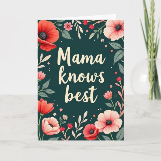 Bloemige Mama Weet Het Best Kaart (Voorkant)