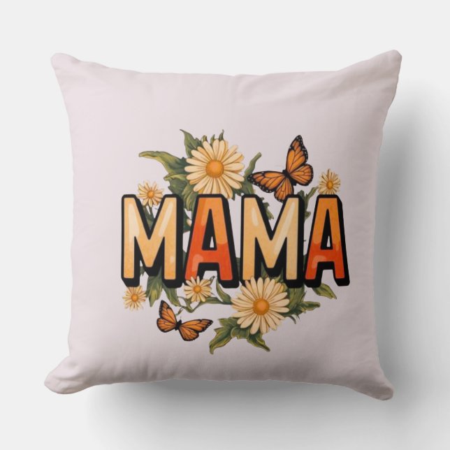 Bloemige Mama Worpkussen Kussen (Voorkant)
