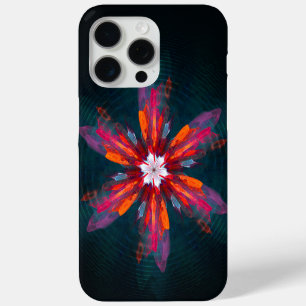 Bloemige Mandala Bloemen Oranje Rood Blauw Abstrac iPhone 15 Pro Max Hoesje