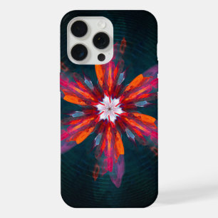 Bloemige Mandala Bloemen Oranje Rood Blauw Abstrac iPhone 15 Pro Max Case
