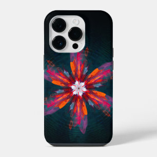 Bloemige Mandala Bloemen Oranje Rood Blauw Abstrac iPhone 14 Plus Hoesje