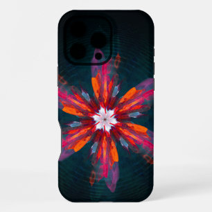 Bloemige Mandala Bloemen Oranje Rood Blauw Abstrac iPhone 16 Pro Max Hoesje
