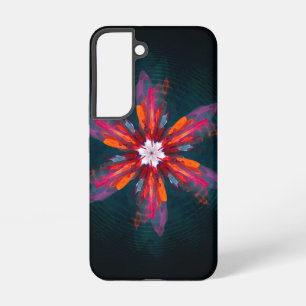 Bloemige Mandala Bloemen Oranje Rood Blauw Abstrac Samsung Galaxy Hoesje