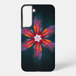 Bloemige Mandala Bloemen Oranje Rood Blauw Abstrac Samsung Galaxy Hoesje
