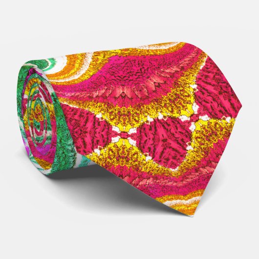 Bloemige mandala geborduurde lichte draden stropdas (Opgerold)