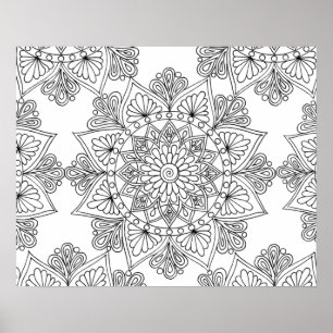 Bloemige Mandala Geometrisch Patroon Volwassenen K Poster