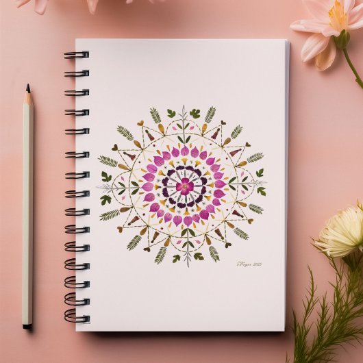 Bloemige Mandala Geperste Bloem Kunstwerk Van S. F Planner