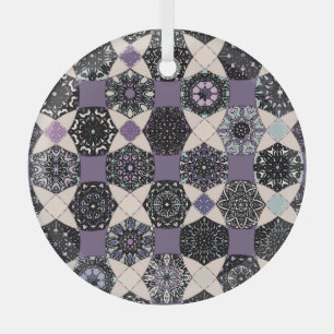 bloemige mandala: kleurrijk naadloos glas ornament