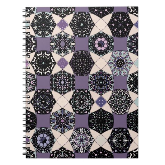 bloemige mandala: kleurrijk naadloos notitieboek (Voorkant)