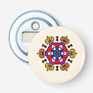 Bloemige Mandala Naadloos Patroon Button Flesopener