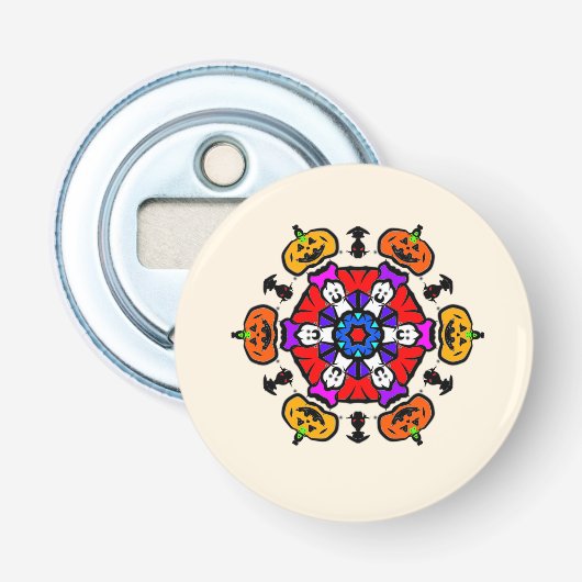 Bloemige Mandala Naadloos Patroon Button Flesopener (Voorkant)