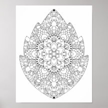 Bloemige Mandala voor Volwassenen in de Vorm van e