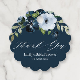 bloemige marineblauwe bruidsdouche bedankt bedankjes labels