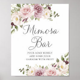 Bloemige Mauve Blush Elegante Trouw Mimosa Bar Poster