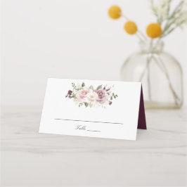Bloemige Mauve Blush Witte Groene Elegante Trouw Plaatskaartje