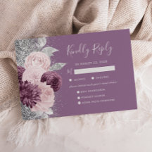 Bloemige Mauve Blush Zilver Maaltijdkeuze Trouwen