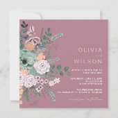 Bloemige Mauve Zomer Eucalyptus Boho Bruiloft Kaart (Voorkant)