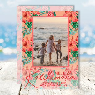 Bloemige Mele Kalikimaka-foto Feestdagenkaart