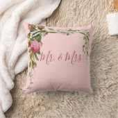 Bloemige meneer mevrouw bruiloft bruid bruidegom E Kussen (Deken)