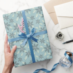 Bloemige Mille Fleurs Bloempatroon Blauw Cadeaupapier
