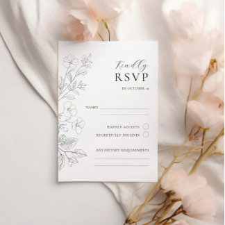 Bloemige Minimalistische Trouw-RSVD Bijlagekaart RSVP Kaartje