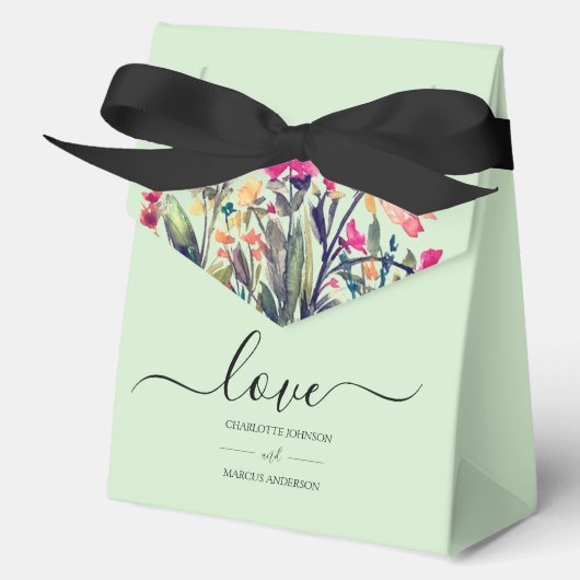 Bloemige Mintgroene Lievercadeaudoos Bedankdoosjes (Voorkant)