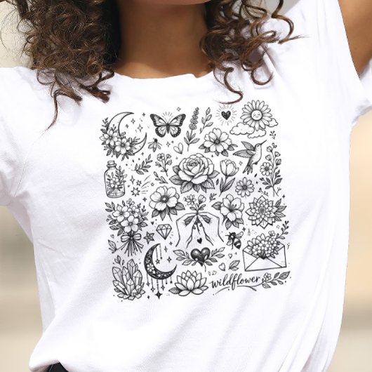 Bloemige Mix Tatoeages T-shirt