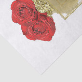 Bloemige Mode Parfumfles Rode Rozen Gouden Glamour Tissuepapier (Detail)