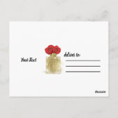 Bloemige Mode Parfumfles Rood Rozen Goud Glam Briefkaart (Achterkant)