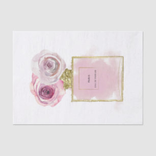 Bloemige Mode Parfumfles Roze Rozen Goud Glamour Tissuepapier