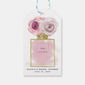 Bloemige Mode Parfumfles Roze Rozen Gouden Glamour Cadeaulabel (Achterkant)