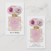 Bloemige Mode Parfumfles Roze Rozen Gouden Glamour Visitekaartje (Voorkant / Achterkant)