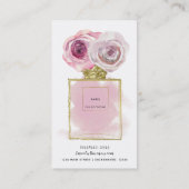 Bloemige Mode Parfumfles Roze Rozen Gouden Glamour Visitekaartje (Achterkant)