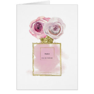 Bloemige modeparfumfles roze rozen goud glans