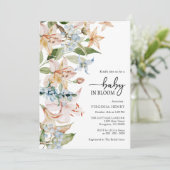 Bloemige moderne babyshower uitnodiging (Staand voorkant)