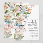 Bloemige moderne babyshower uitnodiging (Voorkant / Achterkant)
