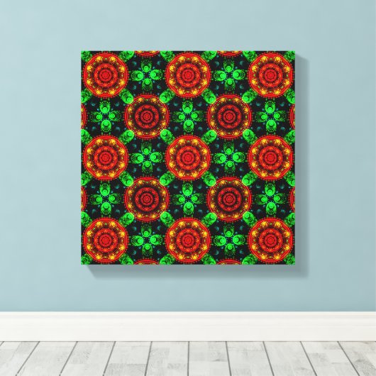 Bloemige Moderne Boho Elegante Abstracte Patroon # Canvas Afdruk (Insitu (Houten vloer))
