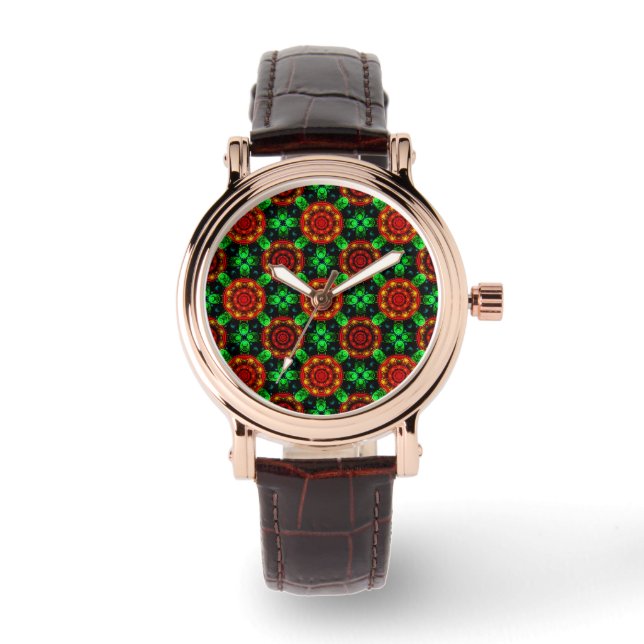 Bloemige Moderne Boho Elegante Abstracte Patroon # Horloge (Voorkant)