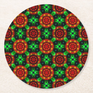 Bloemige Moderne Boho Elegante Abstracte Patroon # Ronde Kartonnen Onderzetter