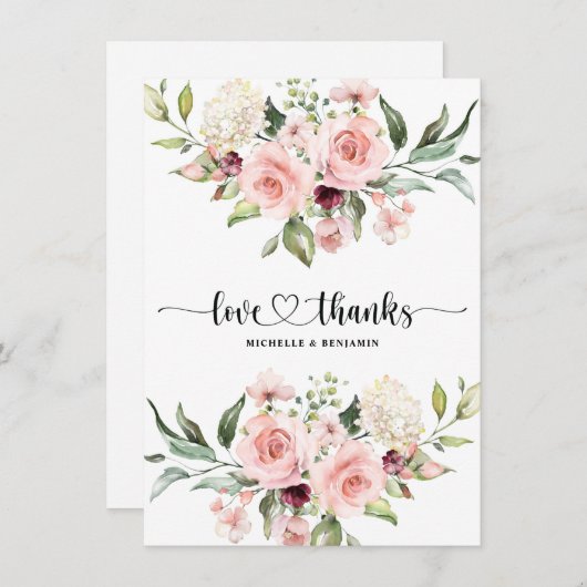 Bloemige Moderne Elegante Trouw Trouwkaart Bedankkaart (Voorkant / Achterkant)