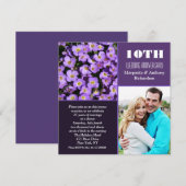 Bloemige moderne foto-uitnodigingen voor 10-jarig  kaart (Voorkant / Achterkant)