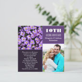 Bloemige moderne foto-uitnodigingen voor 10-jarig  kaart (Staand voorkant)