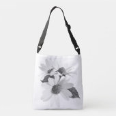 Bloemige moderne margriet stijlvolle neutrale scho crossbody tas (Achterkant)