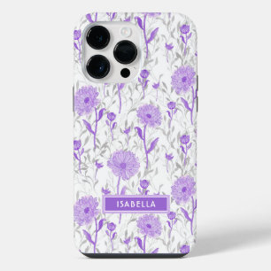 Bloemige Moderne Meisjesachtige Paarse Bloemen Sti iPhone 14 Pro Max Hoesje