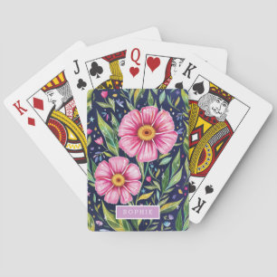 Bloemige moderne wilde bloemen meisjesachtig elega pokerkaarten