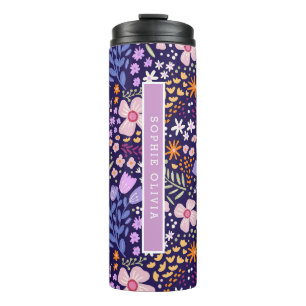 Bloemige moderne wilde bloemen meisjesachtig elega thermosbeker