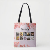 Bloemige Moeder Foto Collage Script Beste Moeder O Tote Bag (Voorkant)