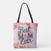 Bloemige Moeder Foto Collage Script Beste Moeder O Tote Bag (Achterkant)