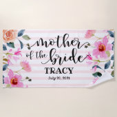 Bloemige Moeder van de Bruid Persoonlijke Trouwdag Strandlaken (Voorkant)